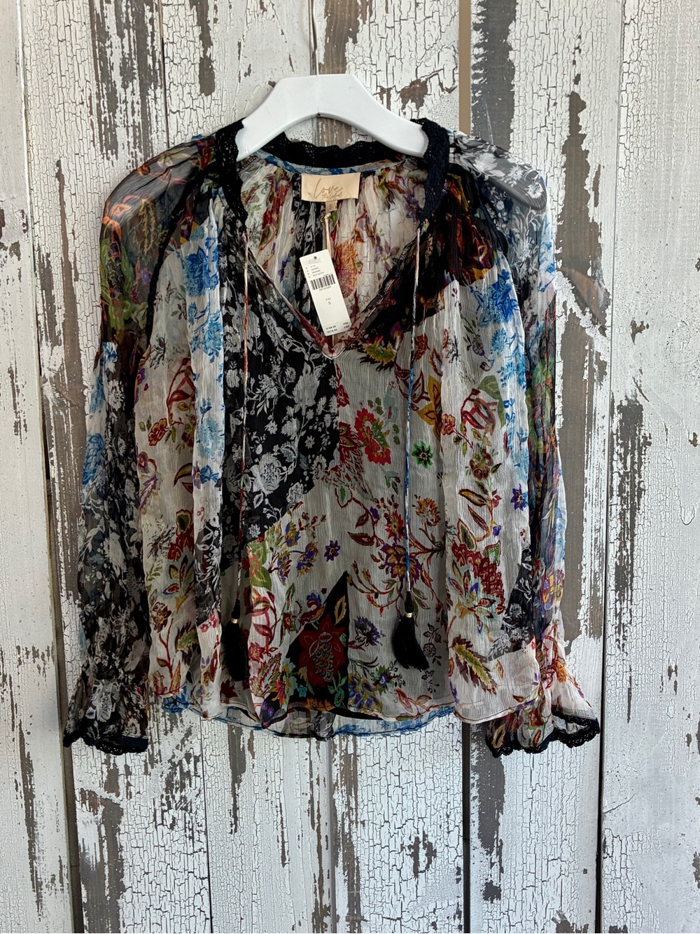 Love The Label Anthropologie Annora Boho Ruffle Blouse S NWT